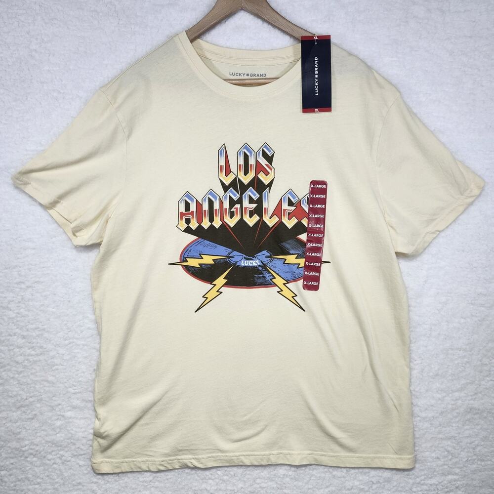 Lucky Brand Los Angeles Record Graphic Crewneck 100% Cotton Mens Soft T-Shirt XL
